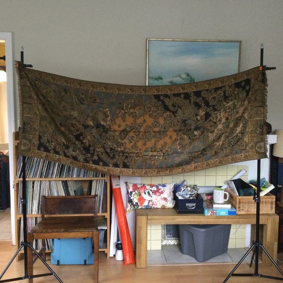 Coldwater Creek Scarf 72" x 26" Paisley Floral Black Bronze Large - Picture 4 of 9